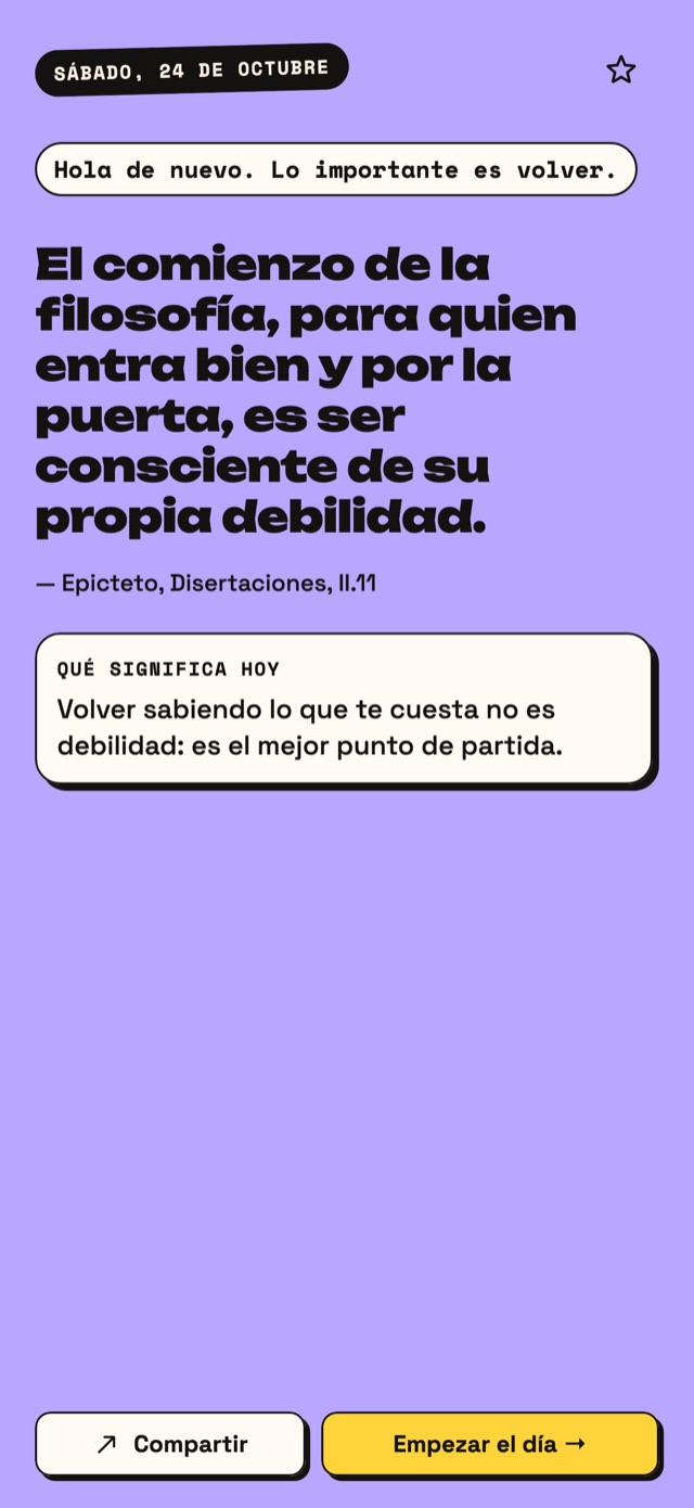 Frase del día de Agenda, de Epicteto.